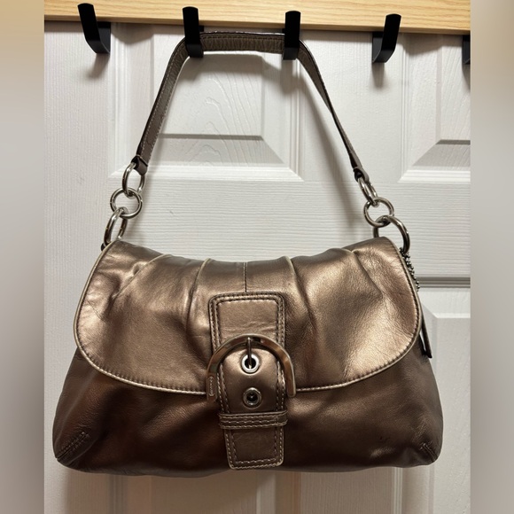 Coach Y2K L1172-F17217 SoHo Pleated Flap Metallic Bronze Shoulder Bag in VGUC
